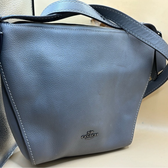 Coach Purse Gray Leather Dufflette 21377 Crossbody Shoulder Bag - Picture 10 of 10